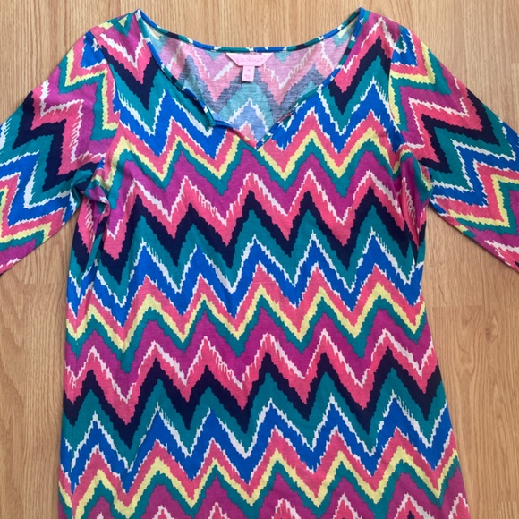 Lilly Pulitzer 100% Pima Cotton 3/4 Sleeve Mini Jersey Dress - Picture 3 of 5